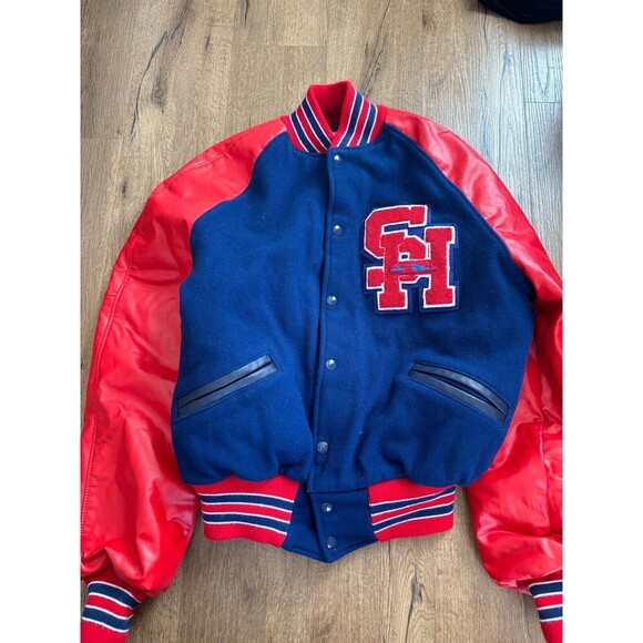 Vintage Men’s Mecca Varsity Jacket Red/Blue Size Large Wool - Picture 1 of 5